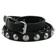 Wholesale Leather 1 Row Conical Studded Belt Black (S)