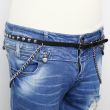 Leather 1 Row Conical Studded Belt With Chain Black (M) Supplier
