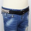Leather 2 Row Pyramid Studded Belt Black 