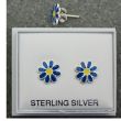 Sterling Silver Daisy Flower- Cobalt