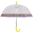 Wholesale Children's Multi Colour Check Border Clear Dome Umbrella 