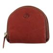 Genuine Leather Zipped Coin Purse - Red/Brown