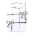2pcs Gold & Silver Bow Metal Hair Grips - Assorted - 5.5cm