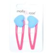 2pcs Matte Heart Design Epoxy Sleepies Hair Clips -  Assorted - 5cm