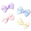 2pcs Pastel Satin Hair Bow With Diamante Stud - Asst. Colours - 8cm