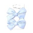 2pcs Pastel Satin Hair Bow With Diamante Stud - Asst. Colours - 8cm