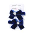 2pcs Velvet Hair Bow with Crystal and Fork Clips - Assorted Colours