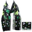 Wholesale St. Patrick's Day Shamrock Design Satin Stripe Scarves - Black