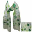 Wholesale St. Patrick's Day Shamrock Design Satin Stripe Scarves - Cream