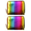 Wholesale Ladies Metallic Rainbow Zip Coin Purse