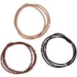 3pcs Beaded Hair Elastics with Gold Beads - Natural Assorted - 2mm x 5cm