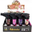 4 Smoke Jet Flame I Love You Design Lighters - Assorted 