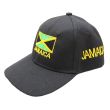 6 Panel Embroidered Baseball Cap Jamaica - Black