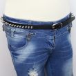 Leather 1 Row Spiked Belt Black (Thin L) Supplier