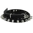 Leather 1 Row Spiked Belt Black (S) Wholesale