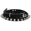 Leather 1 Row Spiked Belt Black (Thin L) Wholesale
