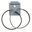 Silver Diamante Design Hoop Earrings - 6.5cm