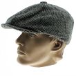 Men's 8 Pannel Herringbone Tweed Cap - Light Grey