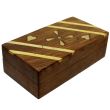 Brass Inlay Wooden Pill Boxes - Assorted Designs 10x5.5x3.5cm