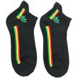 Wholesale Rasta Stripes and Leaf Print Trainer Socks - Black