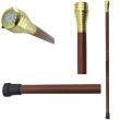 Acacia Wood Walking Stick with Brass Handle, Watch & Glass Tube