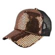 Adult Sequin Mesh Baseball Cap - Brown 