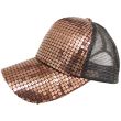 Adult Sequin Mesh Baseball Cap - Brown 