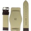 Military Style Dark Brown Leather Bund Watch Strap with Contrast Stitch - 20mm