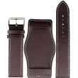 Military Style Dark Brown Leather Bund Watch Strap with Contrast Stitch - 20mm