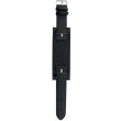 Military Style Black Leather Rectangular Bund Watch Strap - 22mm