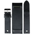 Military Style Black Leather Rectangular Bund Watch Strap - 18mm