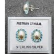 Silver Austrian Crystal Oval Studs -Turquoise(10mm)