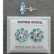 Silver Austrian Crystal Studs - Aqua (13mm)