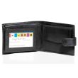 Leather Bifold Wallet With Stud Closure - Black 