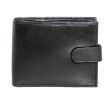 Leather Bifold Wallet With Stud Closure - Black 