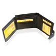 Leather Trifold Wallet With Stud Closure - Black 