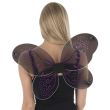 Black Fairy Wings with Pink Coloured Glitter Design