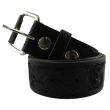 Men's Roller Buckle Eagle Embossed Leather Belts 1.5" Wide - Black (Small)
