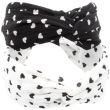 Black and White Heart Print Twist Top Alice Band - Assorted - 5cm Wide