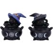 Black Cat and Cauldron Witch Figurines – 8cm