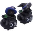 Black Cat and Cauldron Witch Figurines – 8cm