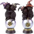 Black Cats with Iridescent Pentagram Orb Figurine – (14.5cm)