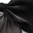 Black Chiffon Double Hair Bow with Tails on Barrette Clip - 15cm