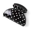 Black Hair Clamp With White Polka Dots - 6cm