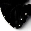 Black Large Velvet Hair Scrunchie with Diamante Crystals -12cm