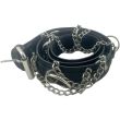 Black Leather Belt with Chain and Hook Details – Large
