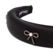 Black Padded Aliceband with Crystal Bows - 3cm wide