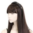 Black Padded Aliceband with Crystal Bows - 3cm wide