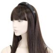 Black Padded Aliceband with Crystal Hearts - 3cm wide