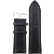 Black Padded Leather Watch Straps with Silver Buckle - 30mm